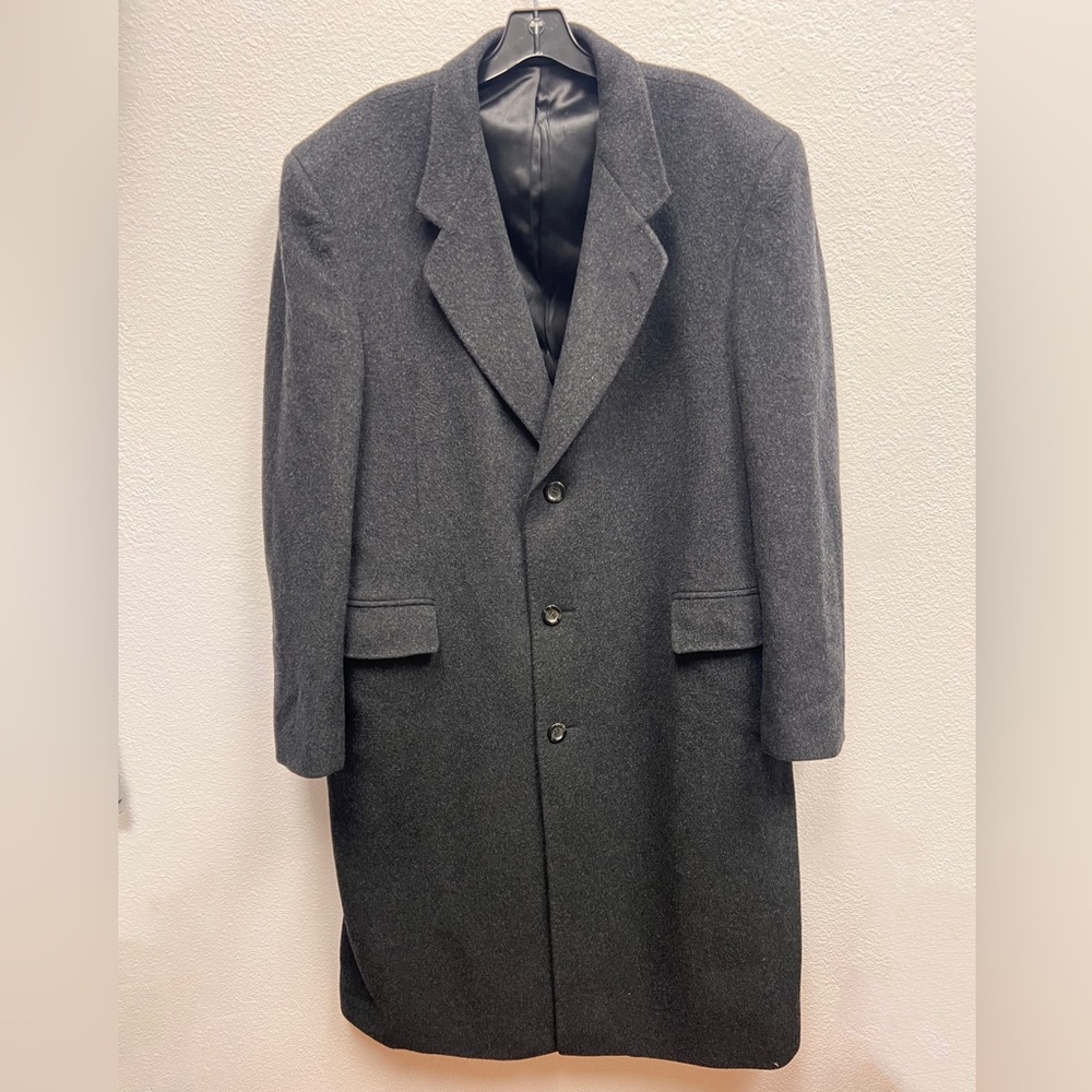 Silver Cloud Vintage Cashmere Charcoal Gray Long Coat Size 44L